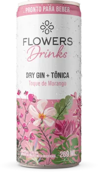 Lata Flowers Drinks gin tônica toque de Morango
