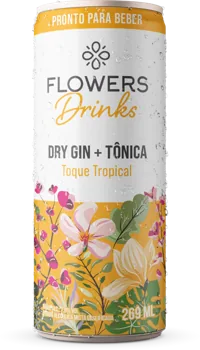 Lata Flowers Drinks gin tônica toque de Tropical